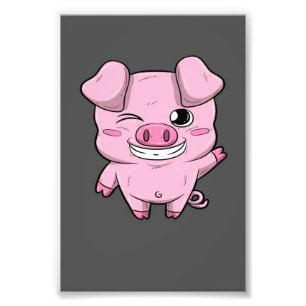 Cute Little Pig Zoete wijn Boer Lover Foto Afdruk