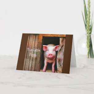 Cute Little Piggy Birthday Kaart