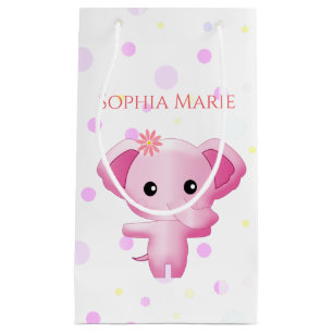 Cute Little Pink Baby Girl Elephant Klein Cadeauzakje