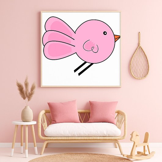 Cute Little Pink Bird Poster