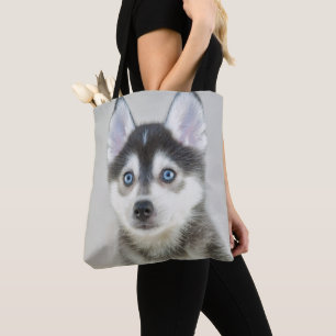 Cute Little Pomsky Puppy Tote Bag