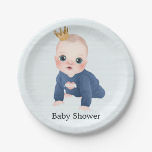 Cute Little Prince Baby Boy Shower Papieren Bordje