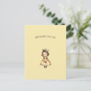 Cute Little Princess Girl Happy Birthday Card Briefkaart