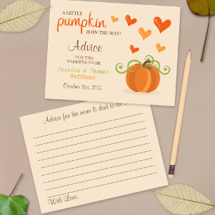 Cute Little Pumpkin Baby shower Advice Kaarten