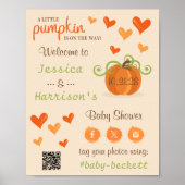 Cute Little Pumpkin Baby Shower Welcome Sign Poster (Voorkant)