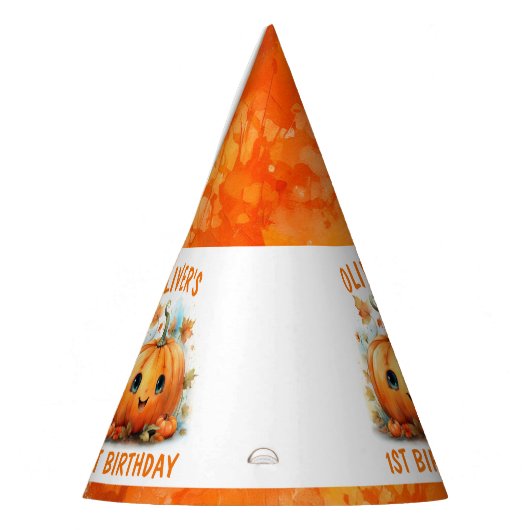 Cute Little Pumpkin Birthday Party Feesthoedjes (Links)