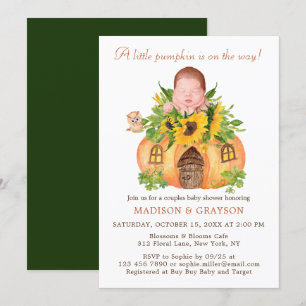 Cute Little Pumpkin Couples Baby shower Invitation Kaart