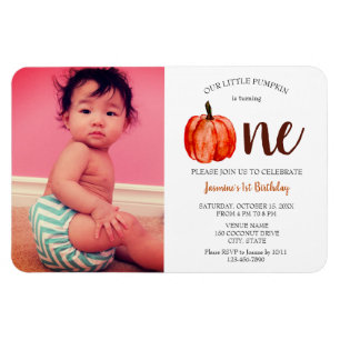 Cute Little Pumpkin First Birthday Invitation Magneet