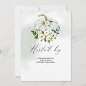 Cute little pumpkin greenery boho baby shower kaart (Achterkant)