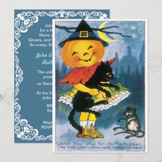 Cute Little Pumpkin Halloween Kaart (Voorkant / Achterkant)