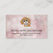 Cute Little Puppy | Visitekaartje Roze Bokeh (Voorkant)