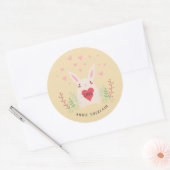 Cute Little Rabbit 'n Hearts Classic Round Sticker (Envelop)