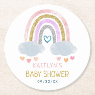 Cute Little Rainbow-Baby shower Ronde Kartonnen Onderzetter