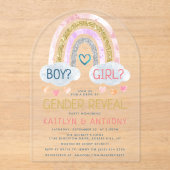 Cute Little Rainbow Gender Reopenbaart Party Acryl Uitnodigingen (Voorkant)