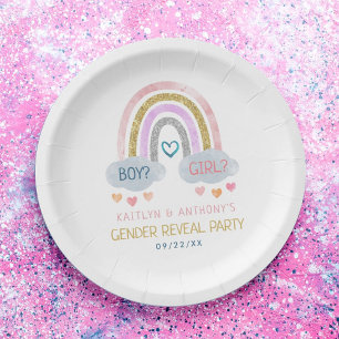 Cute Little Rainbow Gender Reopenbaart Party Papieren Bordje