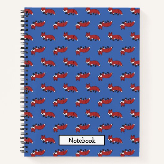 Cute Little Red Fox Pattern Blauw Notitieboek (Voorkant)