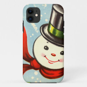 Cute Little Retro Snowman iPhone 11 Hoesje