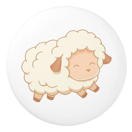 Cute Little Sheep Keramische Knop (Voorkant)