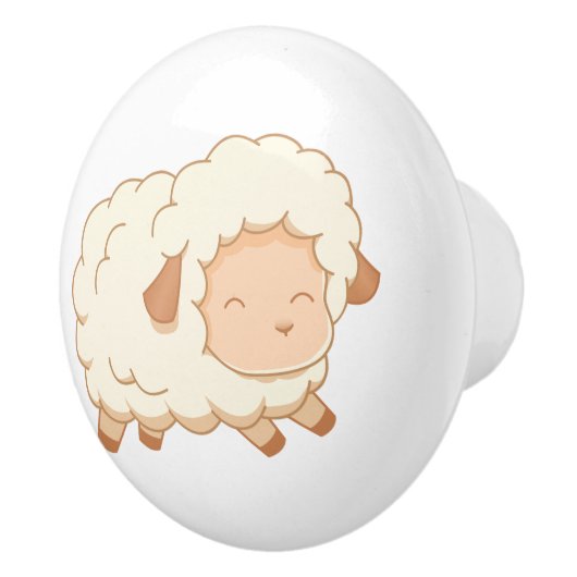 Cute Little Sheep Keramische Knop (Rechts)
