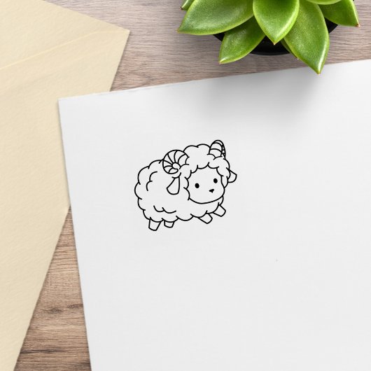 Cute Little Sheep Ram 2 Rubberstempel
