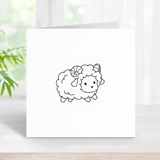 Cute Little Sheep Ram 2 Rubberstempel