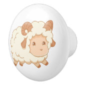 Cute Little Sheep Ram Keramische Knop (Rechts)