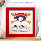 Cute Little Slugger Baseball Baby Birth Stats Poster