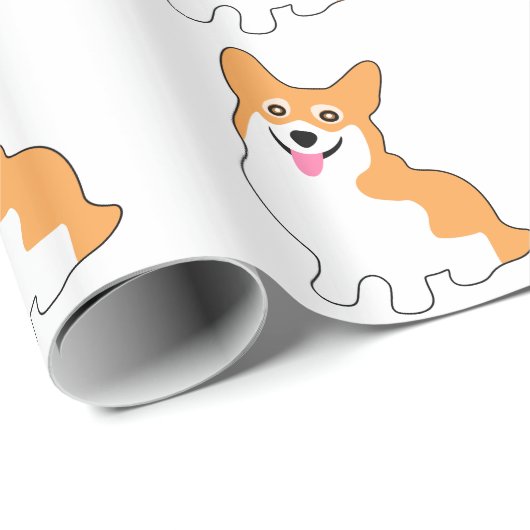 Cute Little Smiling Corgi Puppy Cadeaupapier (Rol Hoek)