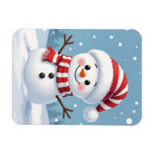 Cute little snowman with scarf & hat magneet (Horizontaal)