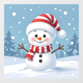 Cute little snowman with scarf & hat raamsticker (Vel)