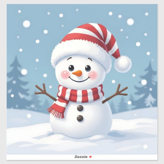 Cute little snowman with scarf & hat sticker (Vel)