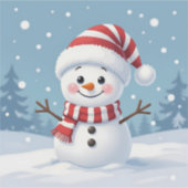 Cute little snowman with scarf & hat sticker (Voorkant)