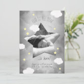 Cute Little Star Est Né Nuages Faire-part de naiss (Debout devant)