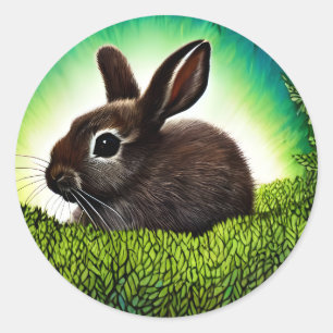 Cute Little Storybook Bunny Ronde Sticker
