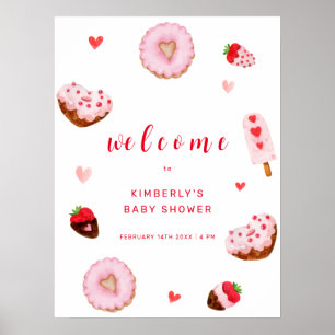 Cute Little Sweetheart Donuts Welkom Baby Shower Poster
