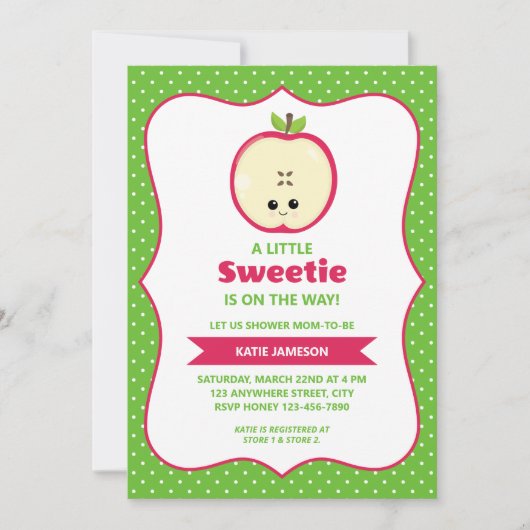 Cute Little Sweetie Apple Baby shower Invitation (Devant)