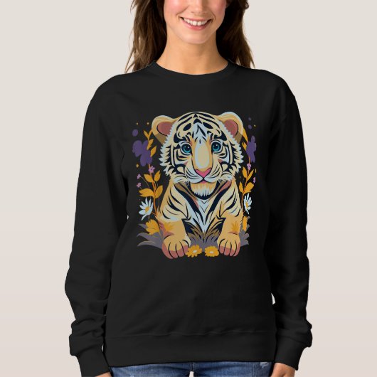 Cute Little Tiger with Flowers Trui (Voorkant)