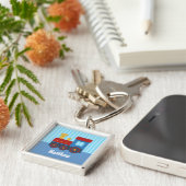 Cute Little Train Boy Personalized Sleutelhanger (Zijkant)