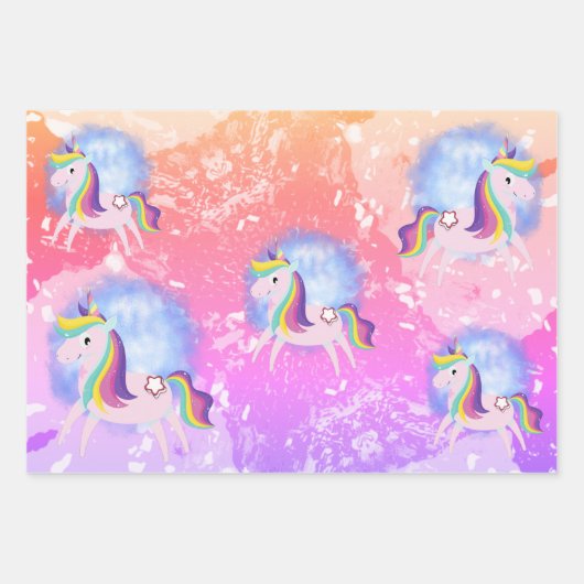 Cute little unicorn inpakpapier vel (Voorkant 3)