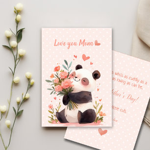 Cute Little Watercolor Panda Love Mothers Carte de