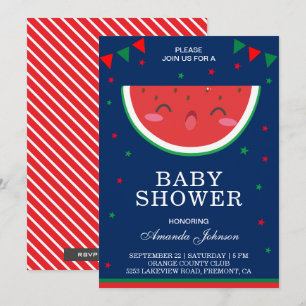 Cute Little Watermelon Baby shower Invitation Kaart