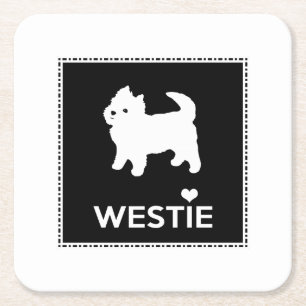 Cute Little Westie - West Highland Terrier Vierkante Kartonnen Onderzetter
