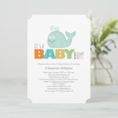 Cute Little Whale Baby shower Invitation / Garçon (Debout devant)