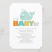 Cute Little Whale Baby shower Invitation / Garçon