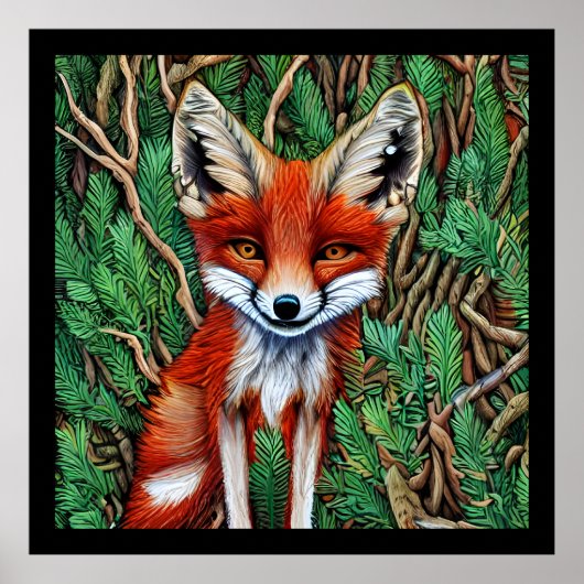 Cute Little Wilderness Fox Poster (Voorkant)