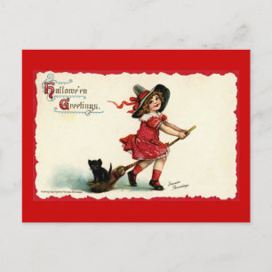 Cute Little Witch Girl Halloween Briefkaart