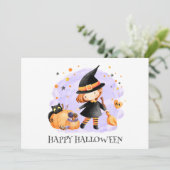 Cute Little Witch Halloween Kaart (Staand voorkant)