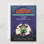 Cute Little Witch Halloween Party Invitation (Devant)