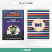 Cute Little Witch Halloween Party Invitation Kaart