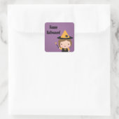 Cute Little Witch Kinder Halloween Party Favors Vierkante Sticker (Tas)
